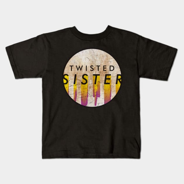 Twisted Sister - VINTAGE YELLOW CIRCLE Kids T-Shirt by GLOBALARTWORD